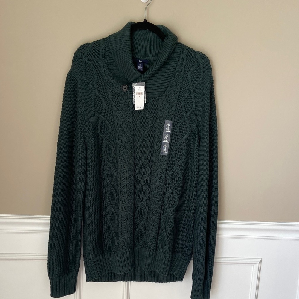 NWT GAP Dark Green Cable‎ Knit Sweater - XL